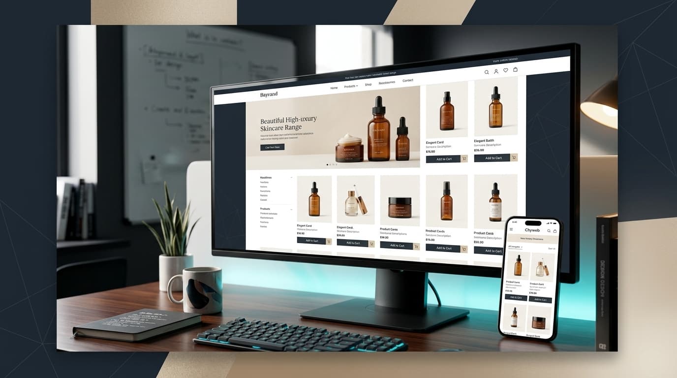 Concept skincare online store on desktop and mobile