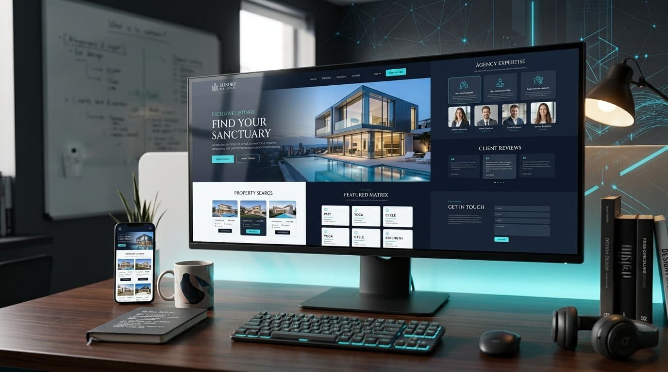 Concept real estate website on desktop and mobile